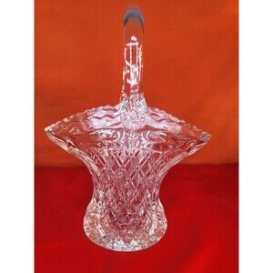 Brides Glass Vase Basket 10'' Vintage Daisy & Button Pattern LESmith Centerpiece